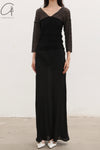 BASERANGE France organic cotton 25 early spring lace stitching long-sleeved T-shirt BAS-TONLS-LA-SU25-BLACK